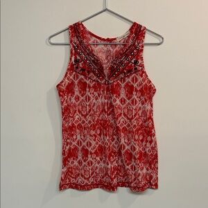 Embellished Red Sleeveless Women's Tank Top